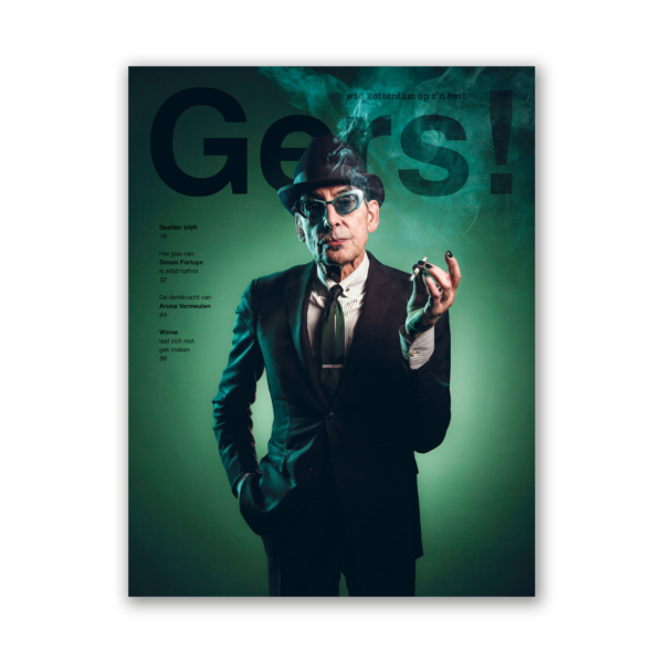 Afbeelding van Gers! magazine editie 18 met op de cover de nachtburgemeester van Rotterdam, Jules Deelder. 