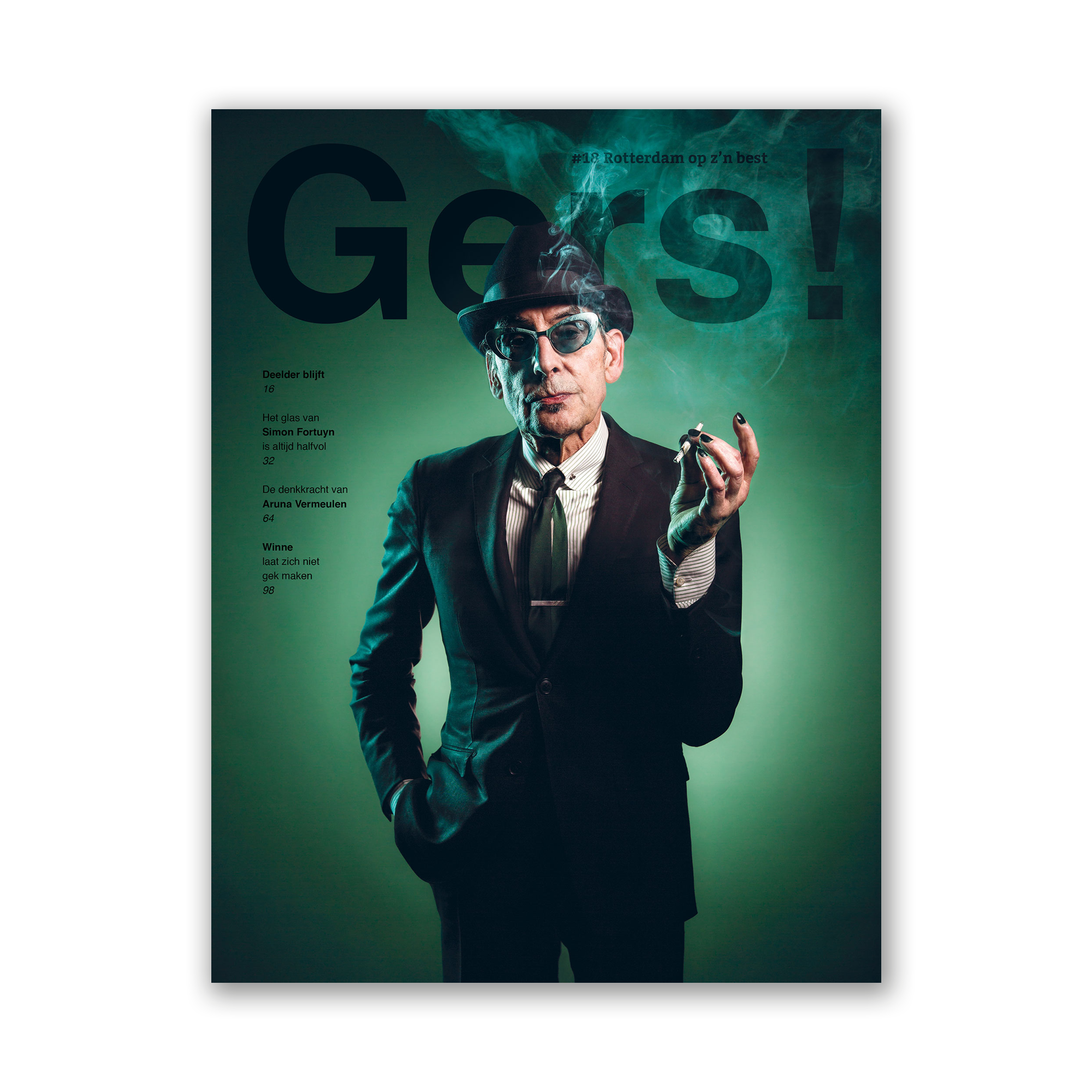 Afbeelding van Gers! magazine editie 18 met op de cover de nachtburgemeester van Rotterdam, Jules Deelder. 