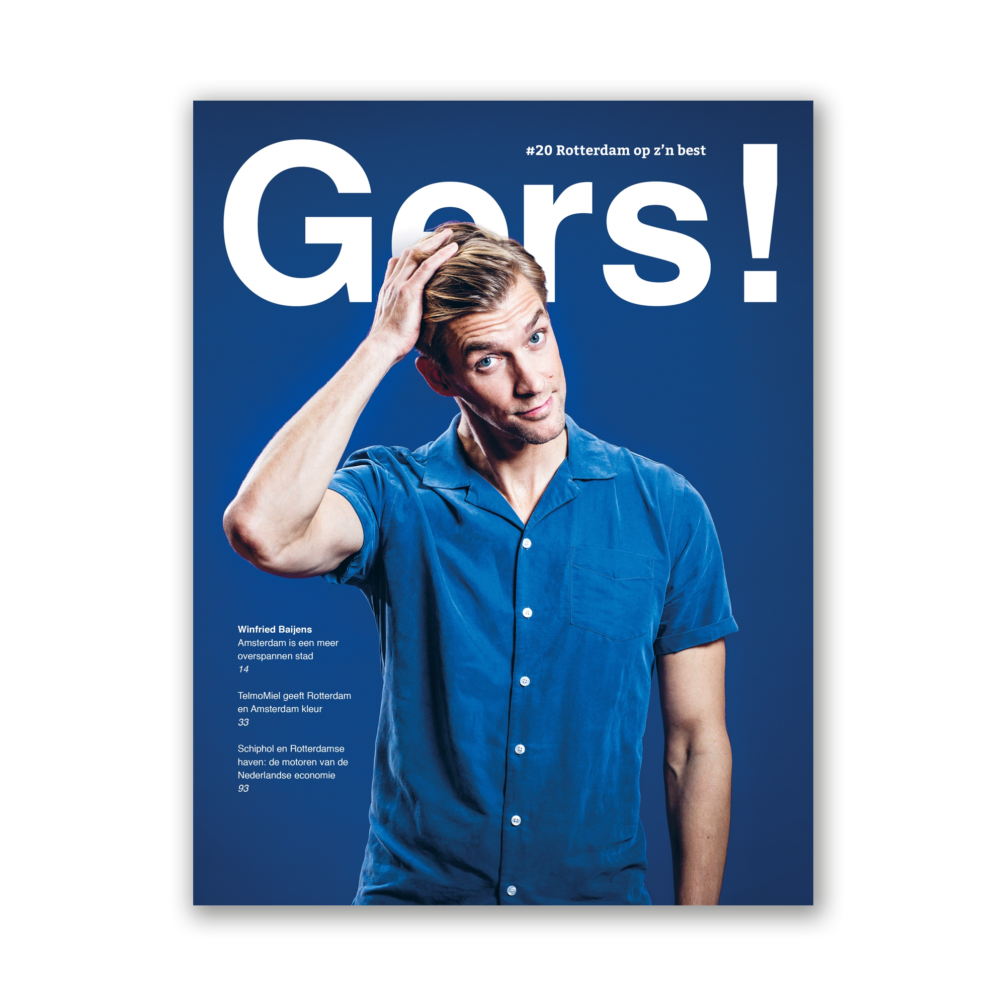 Afbeelding van Gers! magazine editie 20 met op de cover Rotterdammer en 8 uur journaal anchorman Wilfred Baaijens. 