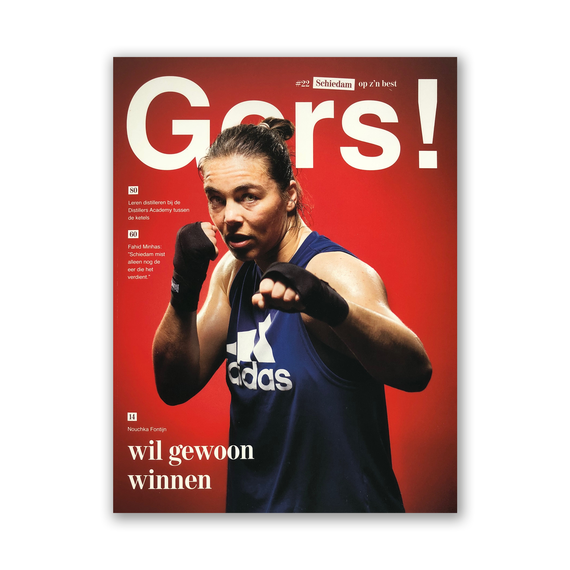 Afbeelding van Gers! magazine editie 22 met op de cover Schiedammer en bokser Nouchka Fontijn.