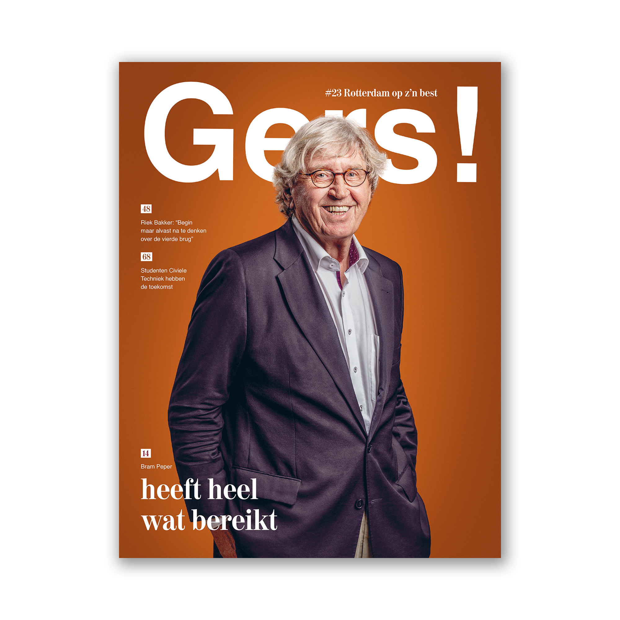 Afbeelding van Gers! magazine editie 23 met op de cover Oud burgemeester van Rotterdam Bram Peper.