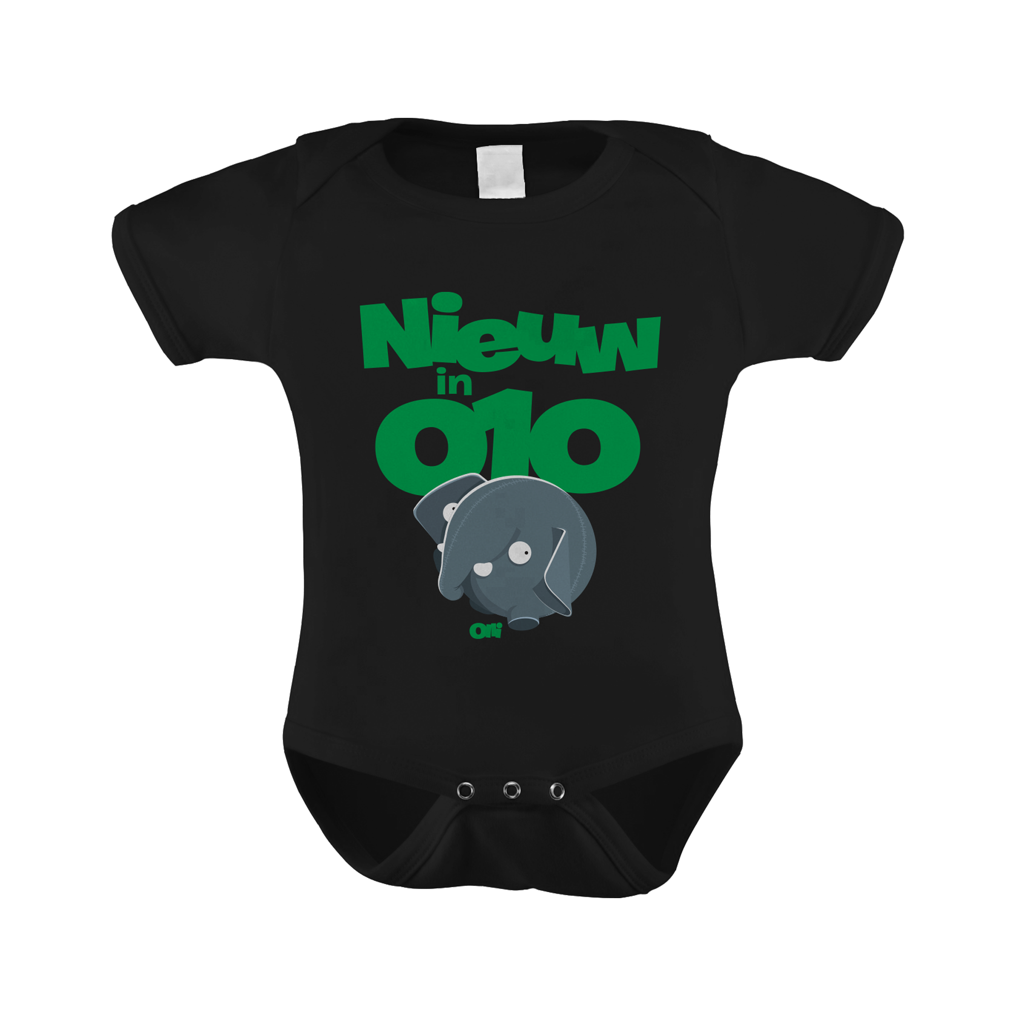 Afbeelding Rompertje Olli "Nieuw in 010" zwart