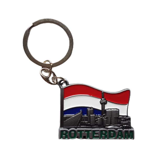 Afbeelding  Rotterdamse sleutelhanger Skyline Nederlandse vlag 