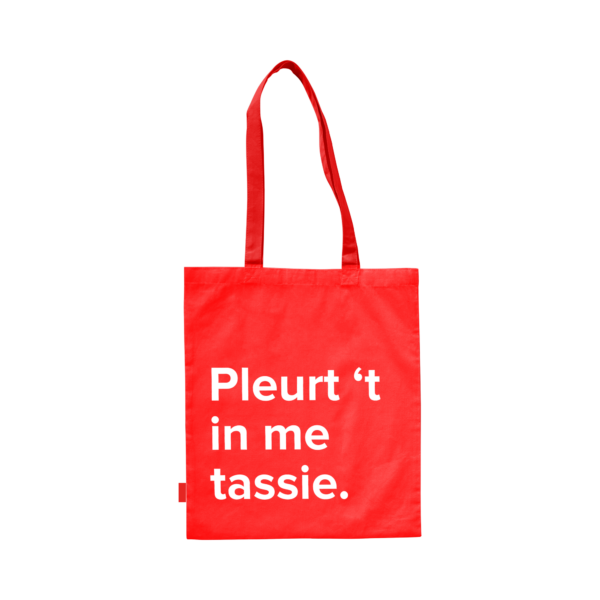 Afbeelding "Pleurt 't in me tassie" rood 