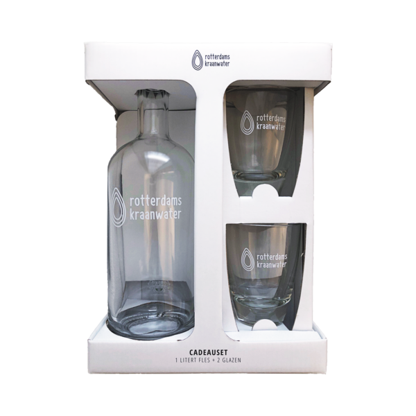 Afbeelding van Rotterdams Kraanwater cadeau verpakking  fles en 2 glazen 