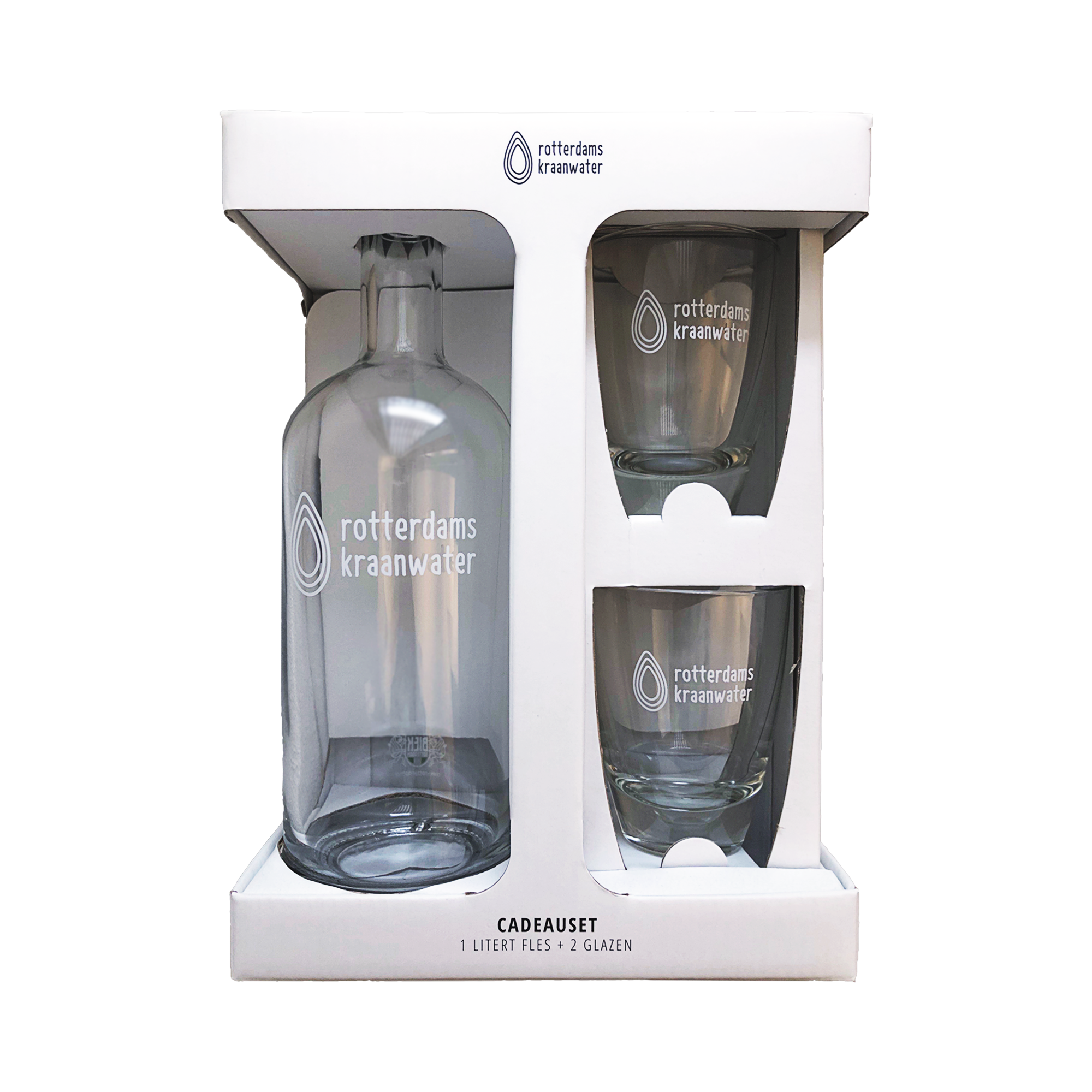 Afbeelding van Rotterdams Kraanwater cadeau verpakking fles en 2 glazen