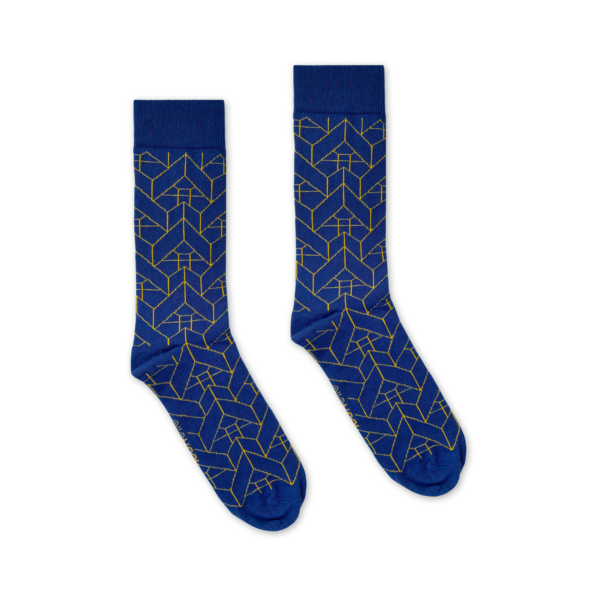 Afbeelding van sokken met een motief van de Kubuswoningen