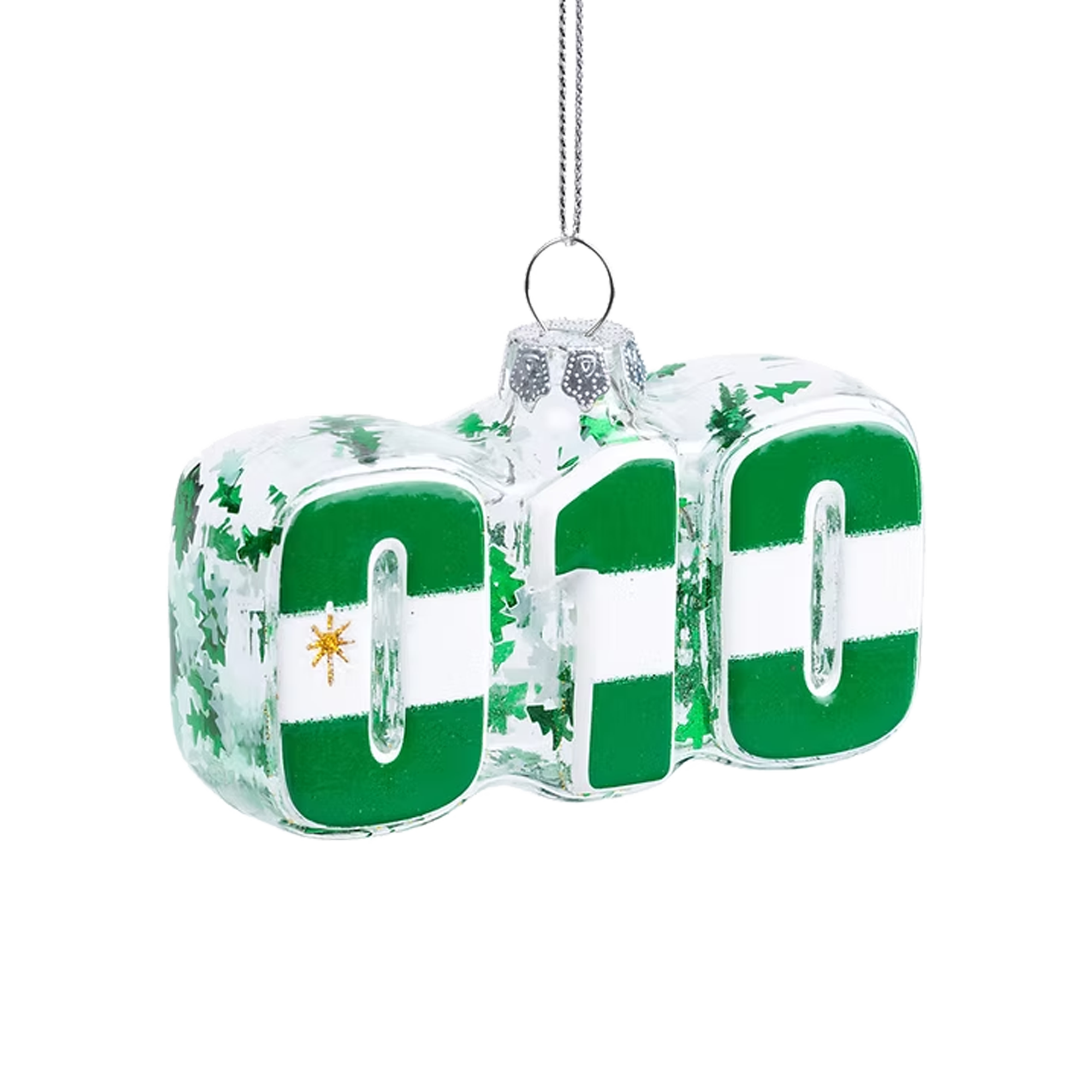 Afbeelding van kerstbal 010 groen witte kleuren