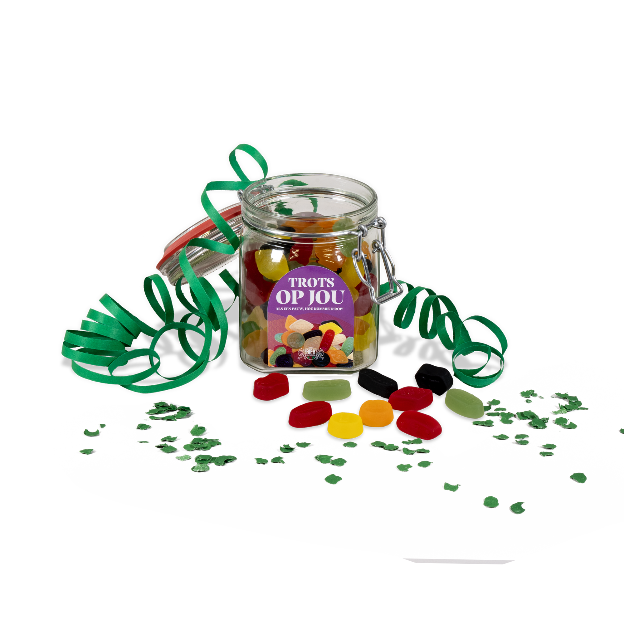 Afbeelding van een weckpot "Trots op jou"