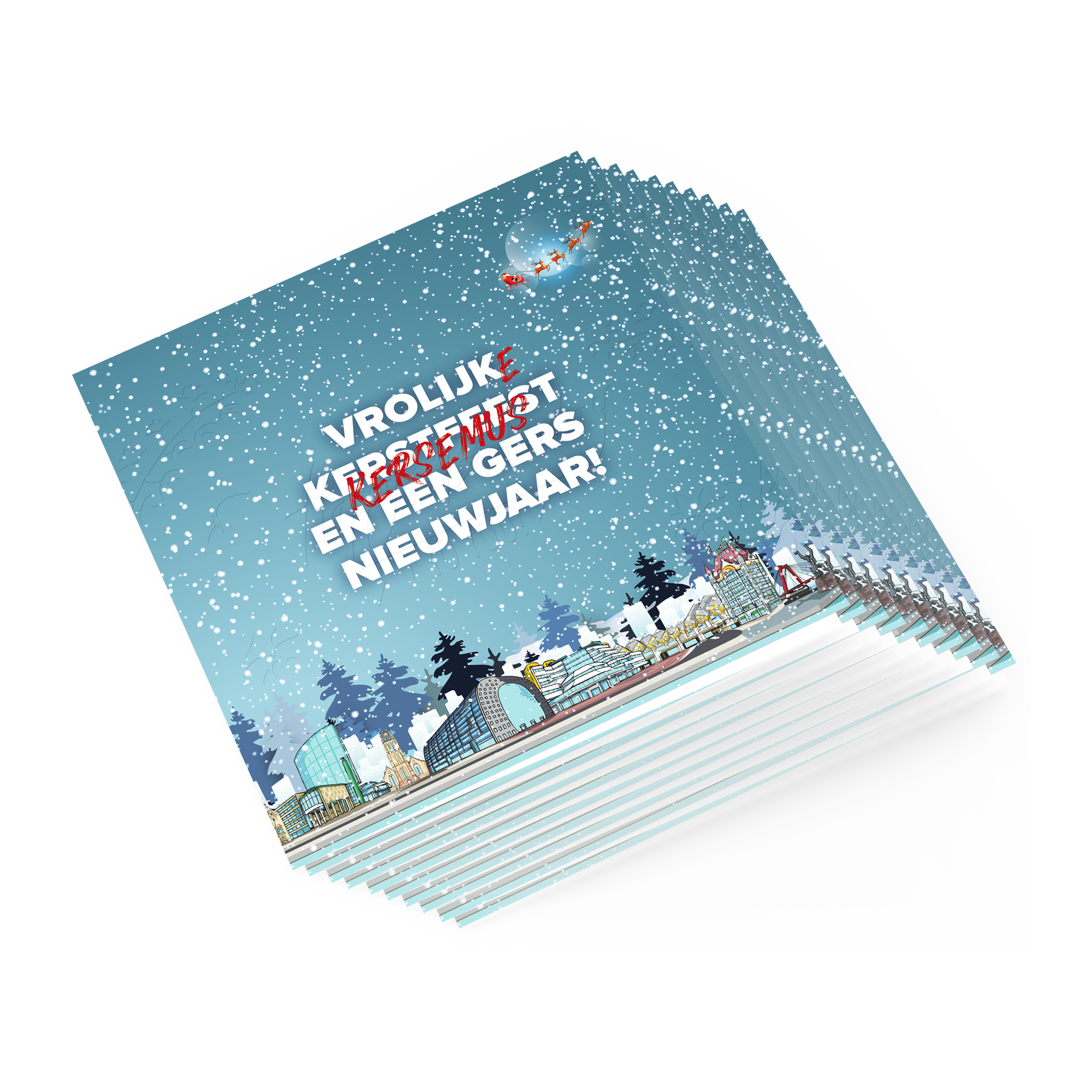 Afbeelding vaan een set kerstkaarten met envelop