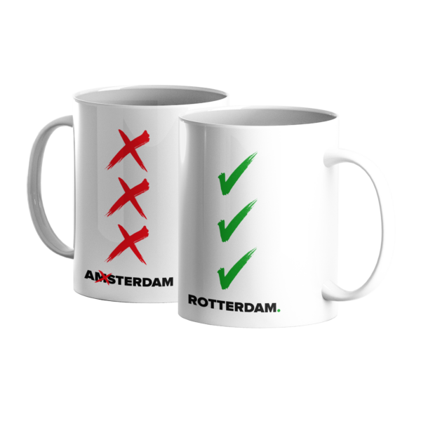 Afbeelding van de mok Rotterdam x Amsterdam (sorry)