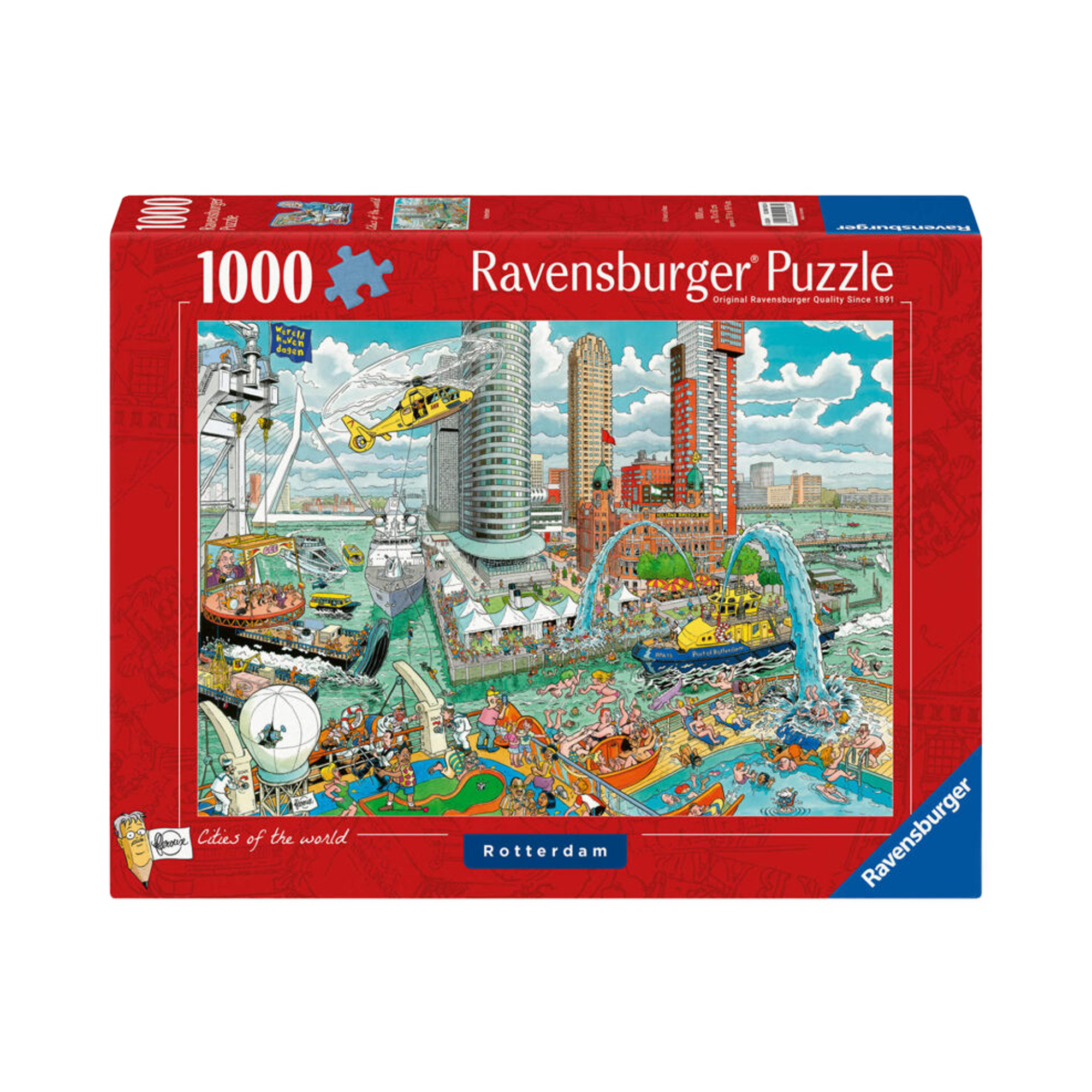 Afbeelding van de getekende legpuzzel Rotterdam van Frans Le Roux